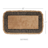 VHC Brands Burlap Natural with Black Check 2pc Bathhmat Set, 20x30 and 27x48
