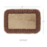 VHC Brands Burlap Natural with Burgundy Check 2pc Bathhmat Set, 20x30 and 27x48