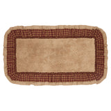 VHC Brands Burlap Natural with Burgundy Check 2pc Bathhmat Set, 20x30 and 27x48