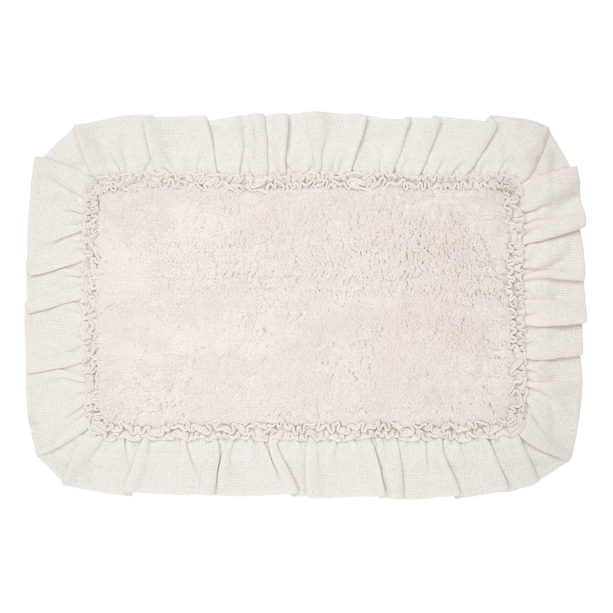 VHC Brands Burlap Antique White 2pc Bathhmat Set, 20x30 and 27x48