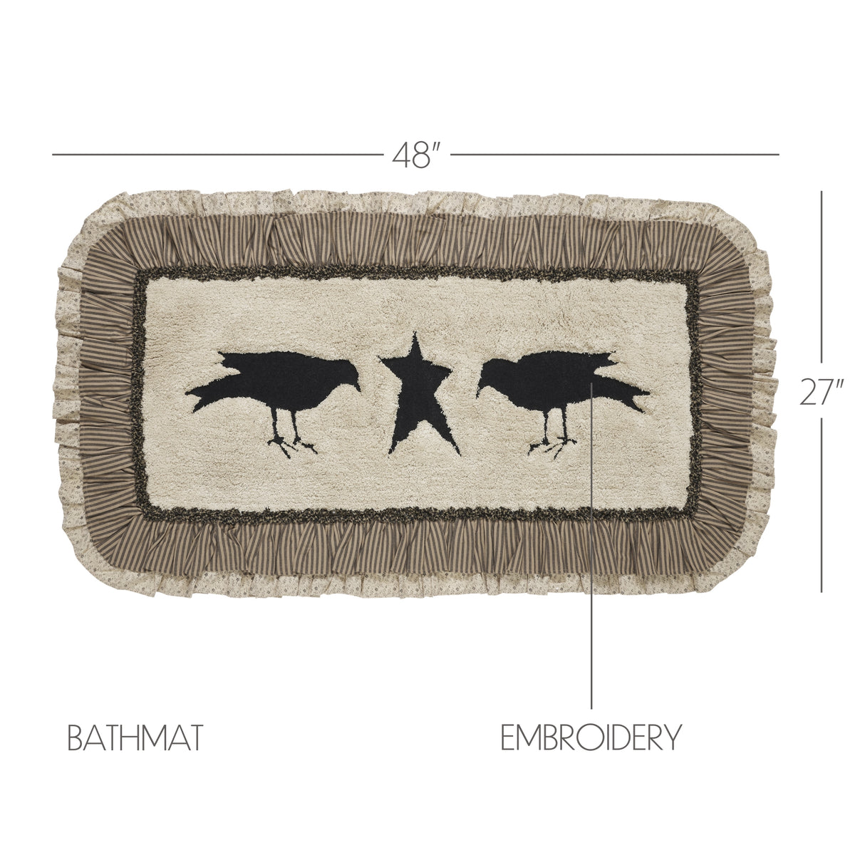 VHC Brands Kettle Grove Dark Creme 2pc Bathhmat Set, 20x30 and 27x48