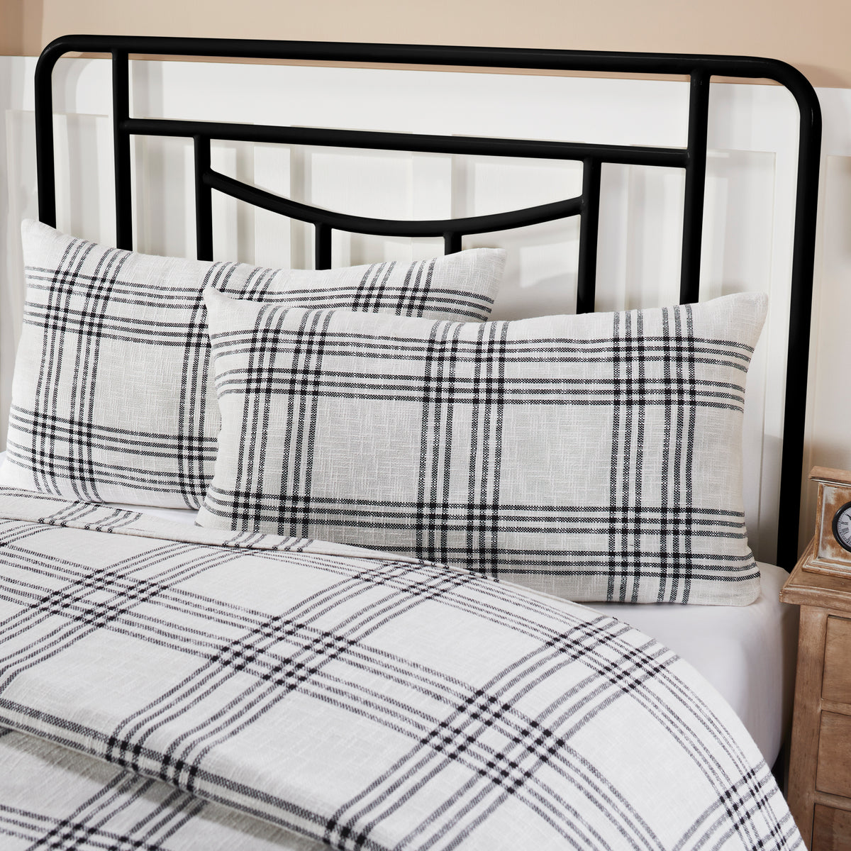 Black Plaid Sham, Set of 2