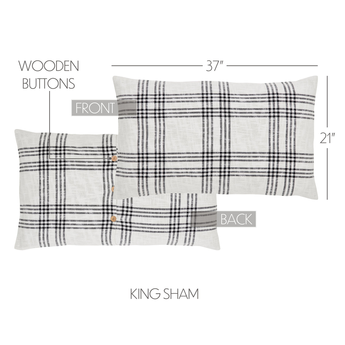 Black Plaid Sham, Set of 2