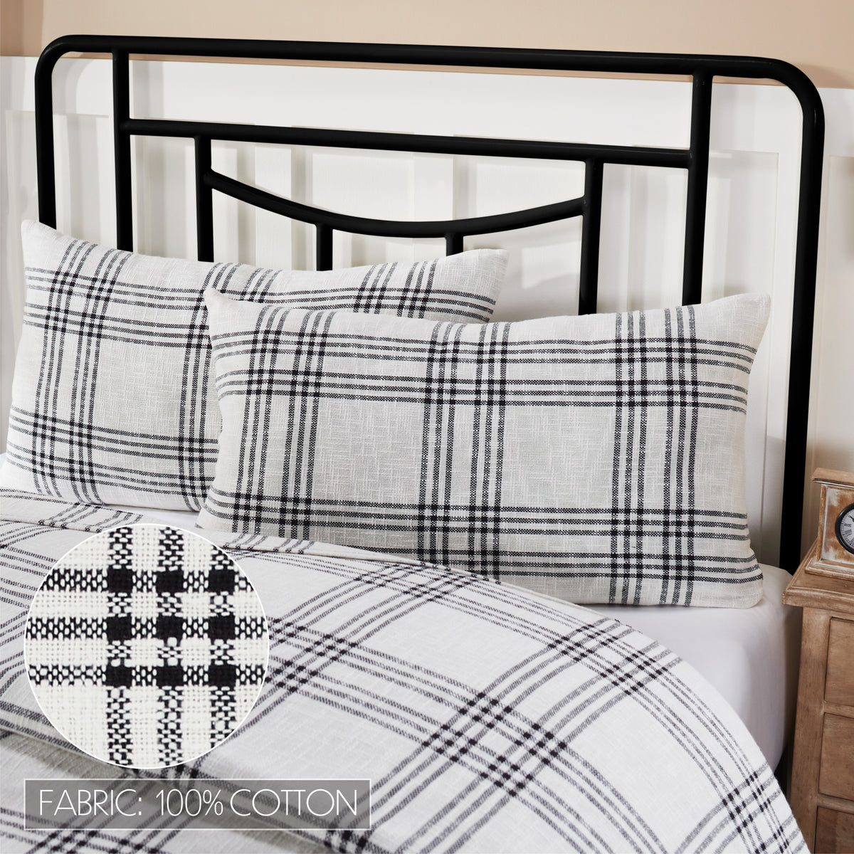 Black Plaid Sham, Set of 2