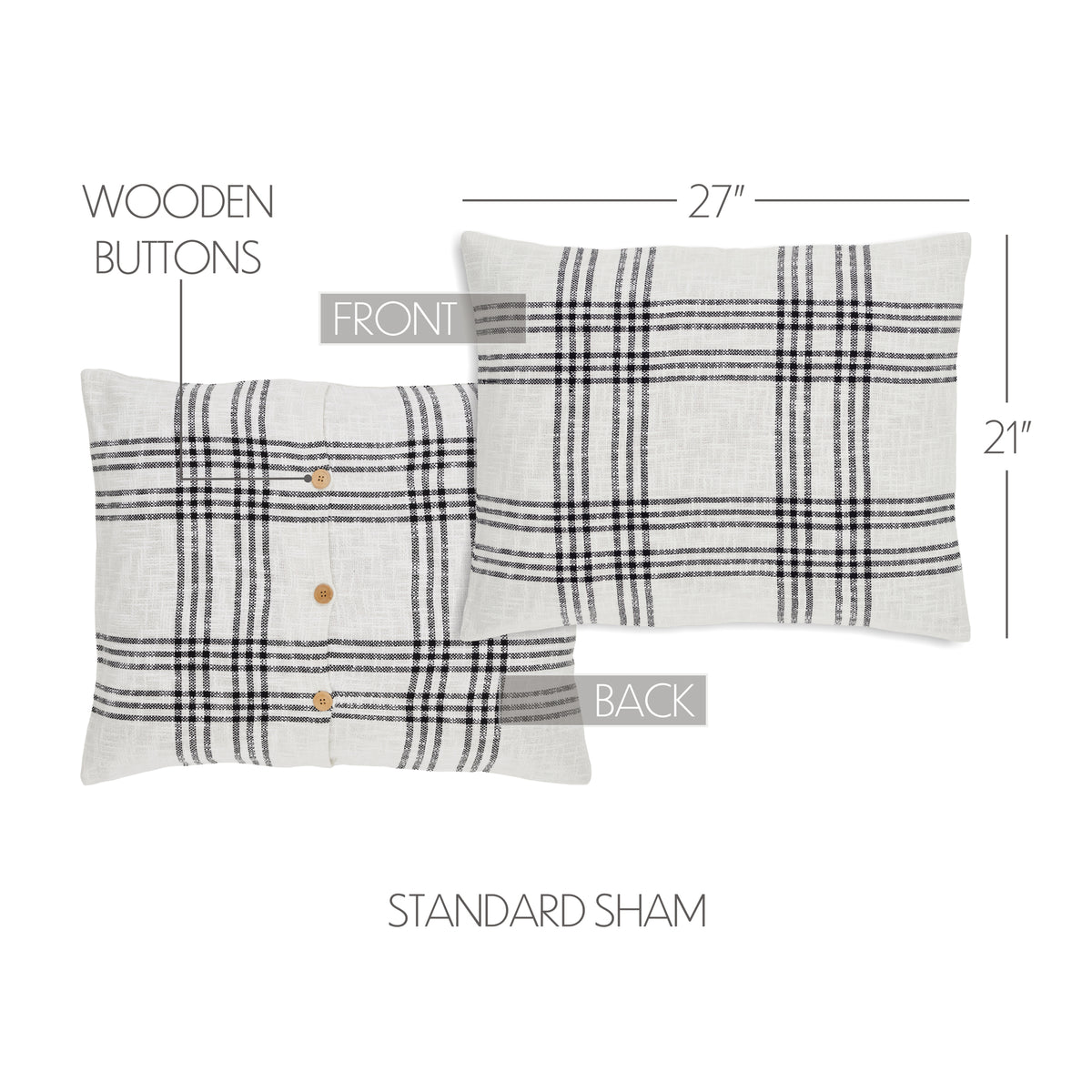 Black Plaid Sham, Set of 2