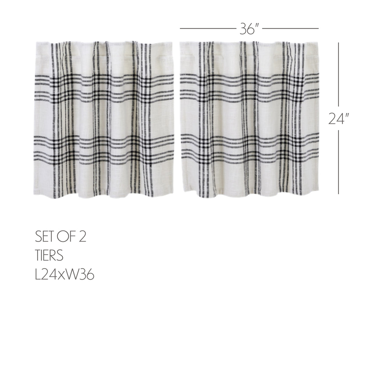 Black Plaid Curtain Set