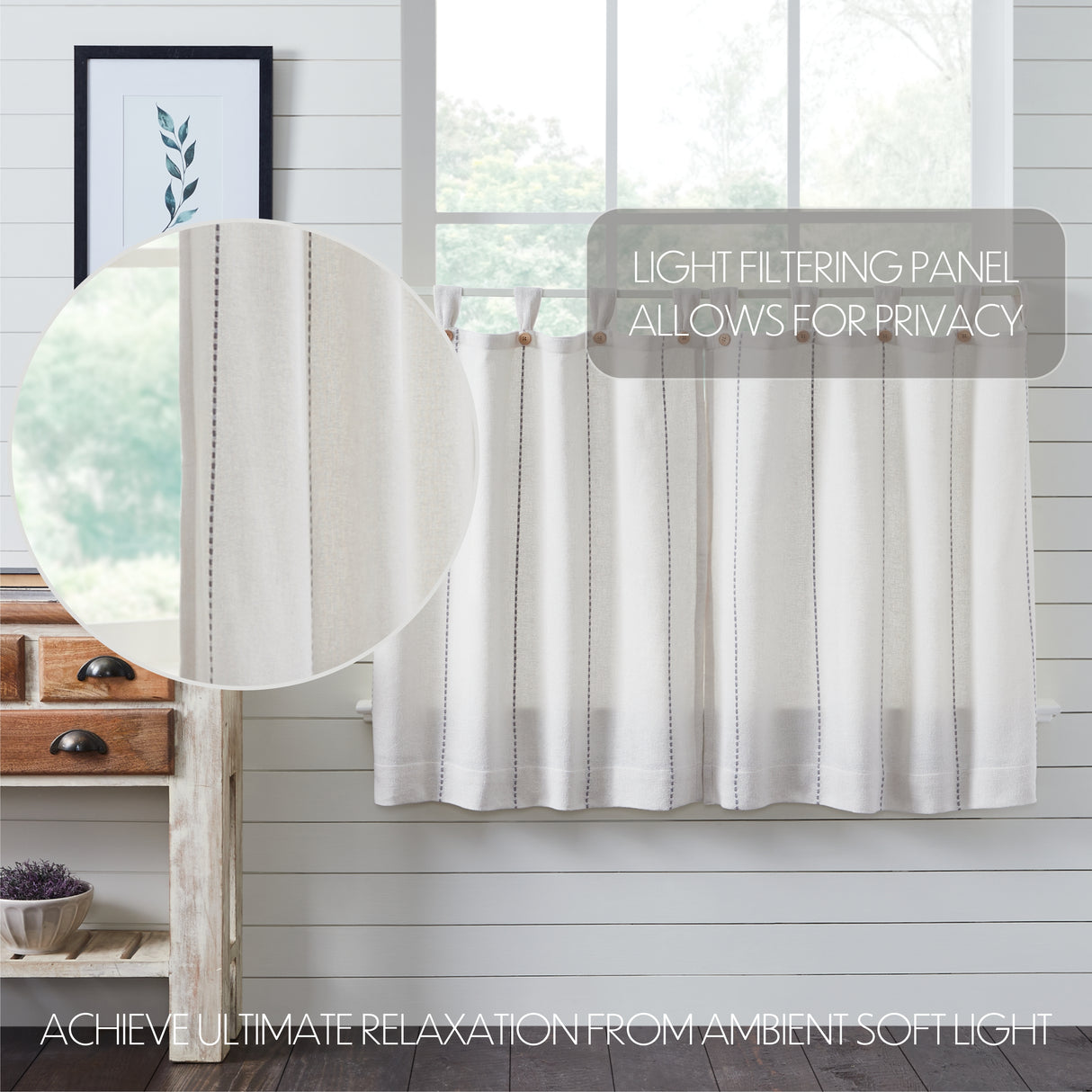 Stitched Burlap Curtain Set