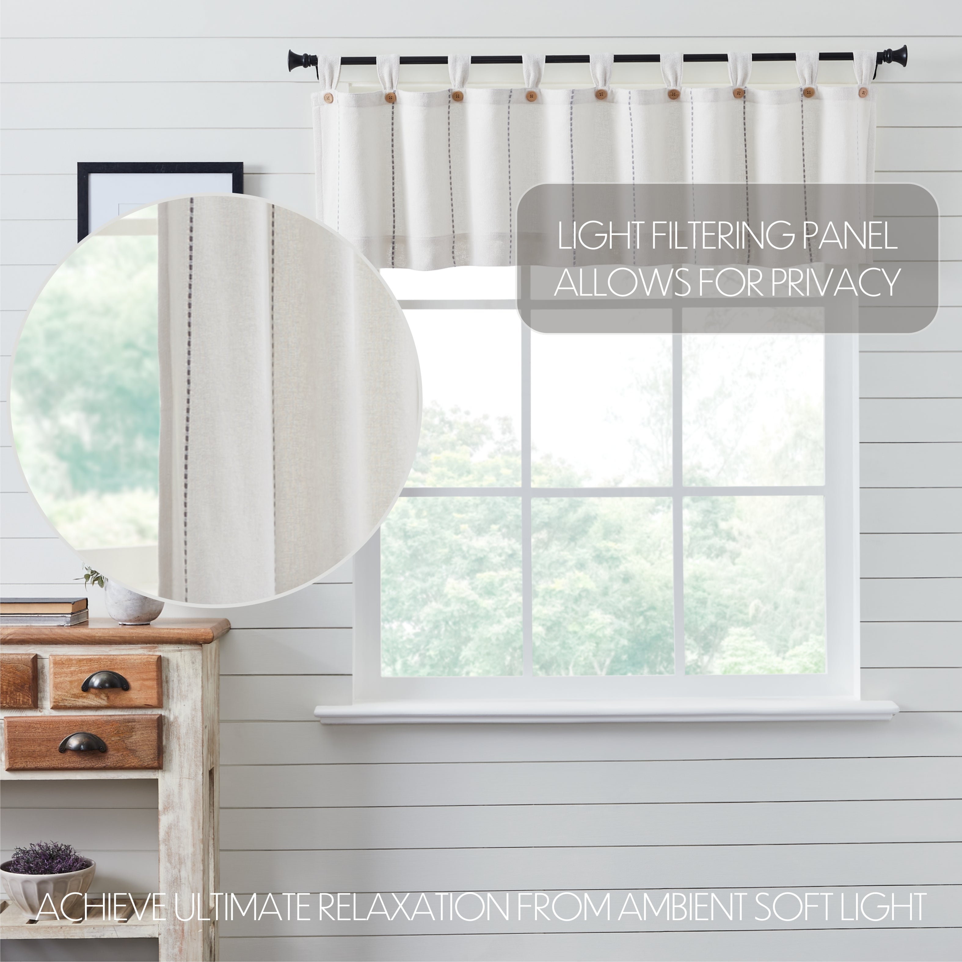 VHC Brands Stitched Burlap Curtain - Thumbnail 5