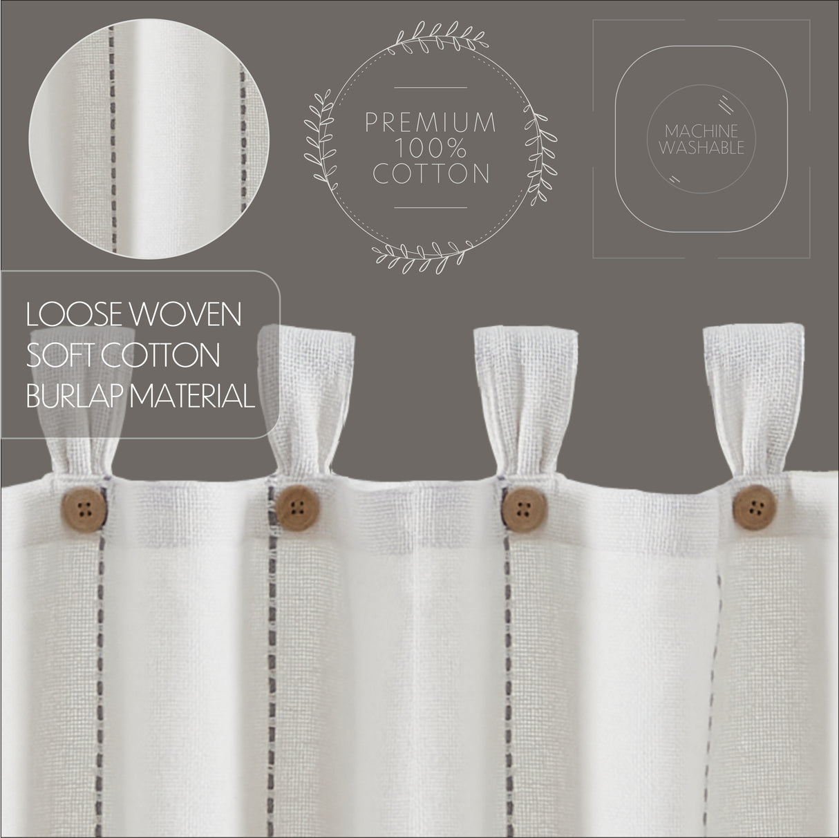 Stitched Burlap Curtain Set