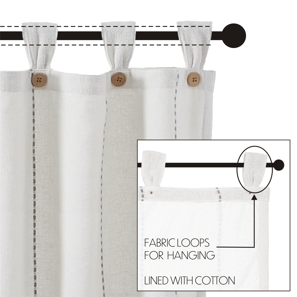 Stitched Burlap Curtain Set