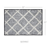VHC Brands Frayed Lattice Denim Grey 2pc Bathhmat Set, 20x30 and 27x48