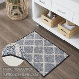VHC Brands Frayed Lattice Denim Grey 2pc Bathhmat Set, 20x30 and 27x48