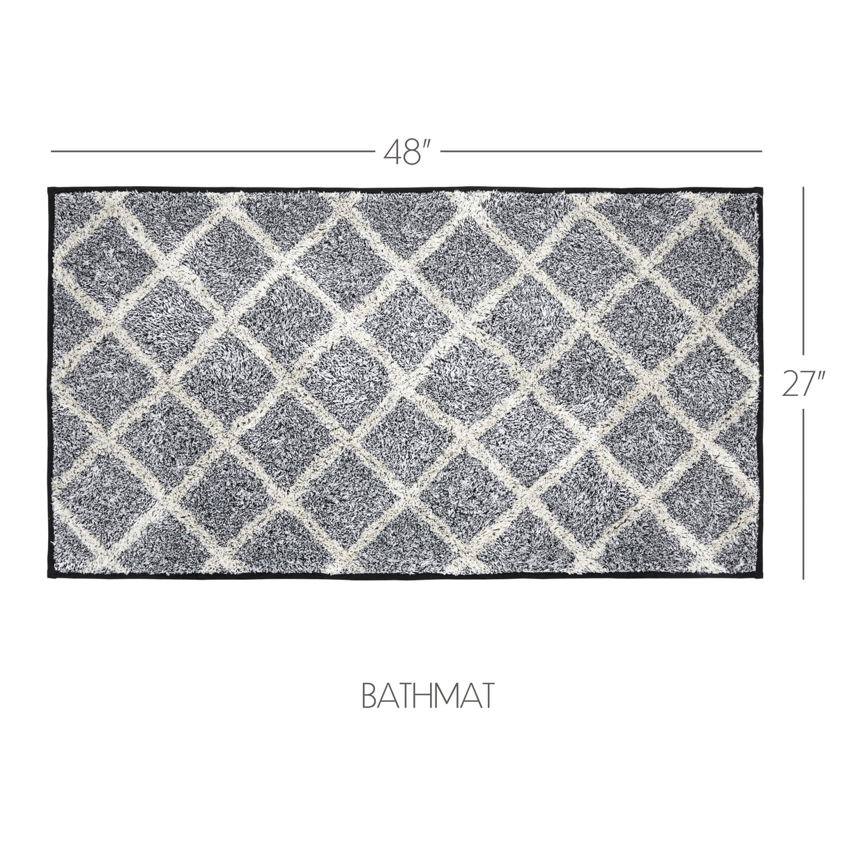 VHC Brands Frayed Lattice Denim Grey 2pc Bathhmat Set, 20x30 and 27x48