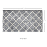 VHC Brands Frayed Lattice Denim Grey 2pc Bathhmat Set, 20x30 and 27x48