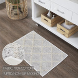 VHC Brands Frayed Lattice Oatmeal Tan 2pc Bathhmat Set, 20x30 and 27x48