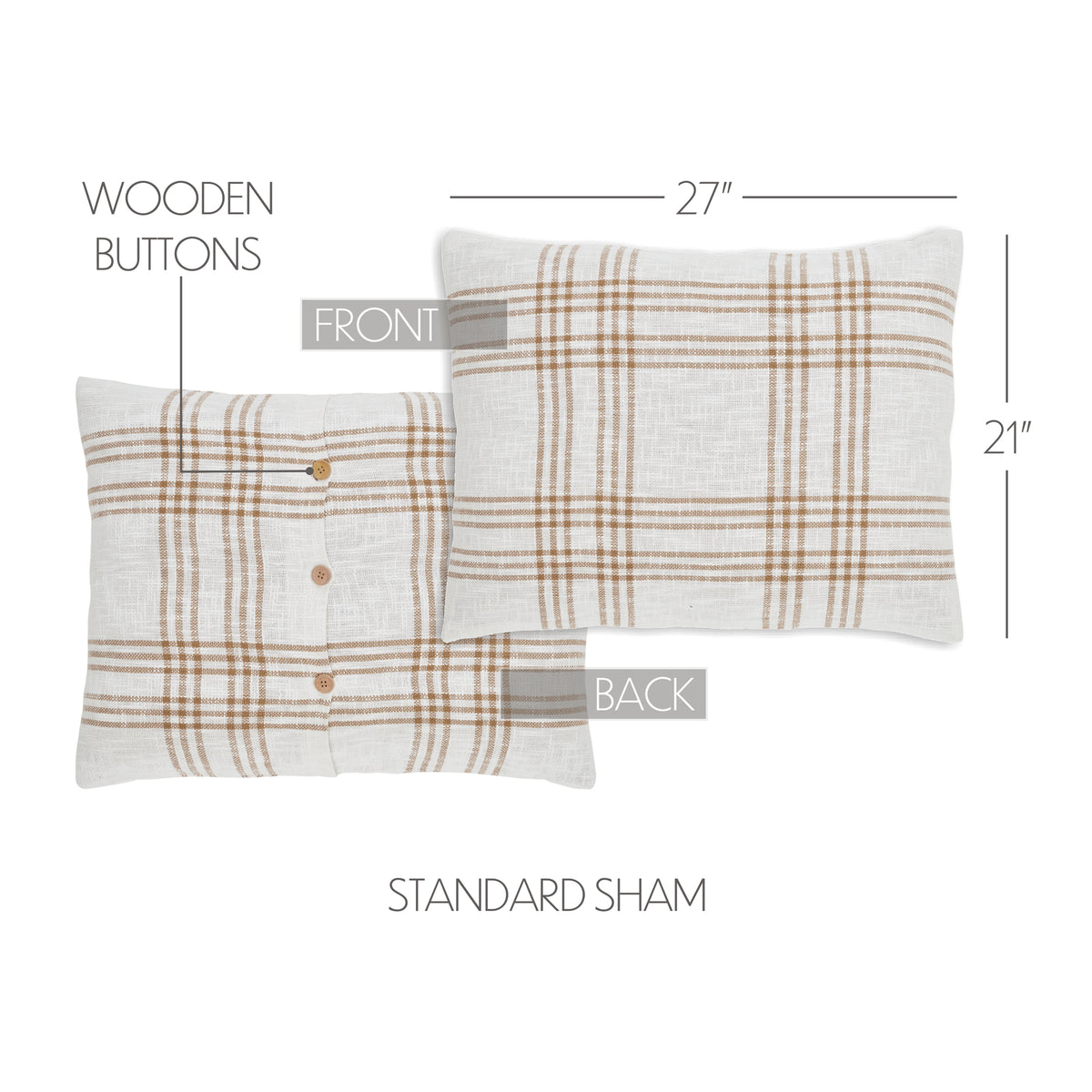 Wheat Plaid Standard Sham 21x27, Set of 2