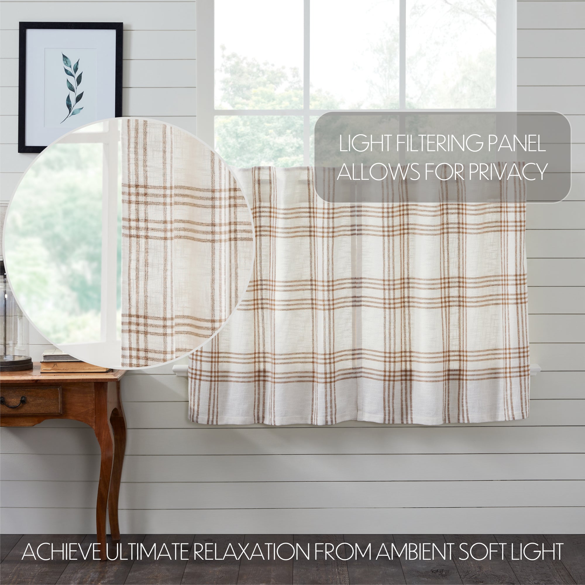VHC Brands Wheat Plaid Curtain - Thumbnail 3