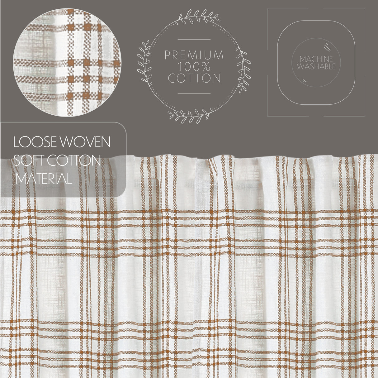 Wheat Plaid Curtain Set