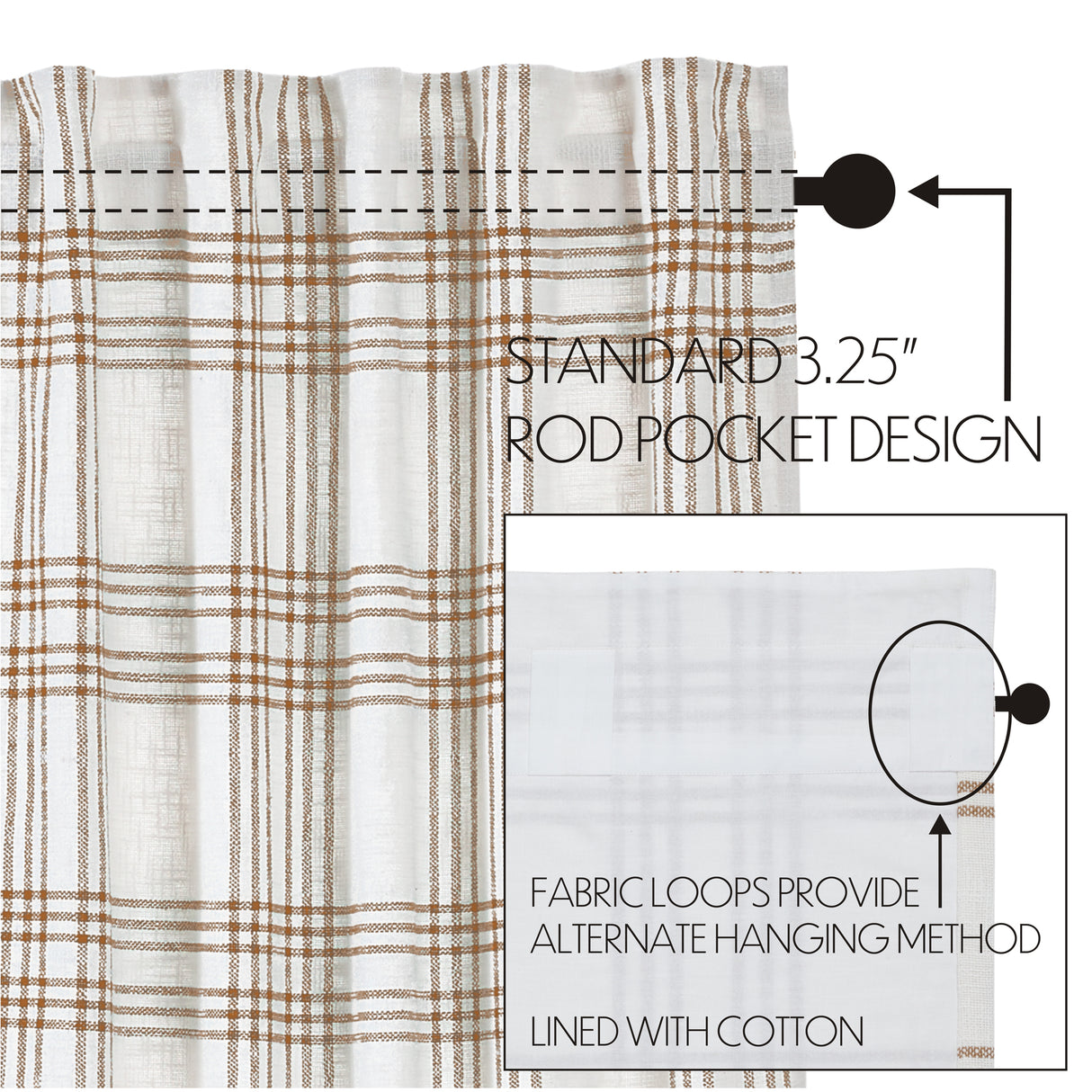 Wheat Plaid Curtain Set