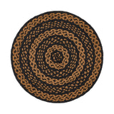 Black & Tan Braided Jute Mat Trivet Placemat, Round, Black, 8 inch, Set of 3