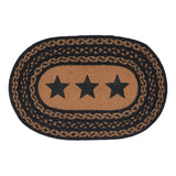 Farmhouse Star Dining Table Placemat, Braided Jute, Oval, Black Tan, 10x15, 12 Pack 12 Pack