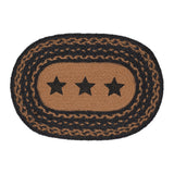 Farmhouse Star Dining Table Placemat, Braided Jute, Oval, Black Tan, 12x18, 12 Pack 12 Pack