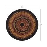 Heritage Farms, Braided Jute Mat Trivet Placemat, Round, Red Black Tan, 15 inch, Set of 3