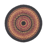 Heritage Farms, Braided Jute Mat Trivet Placemat, Round, Red Black Tan, 15 inch, Set of 3