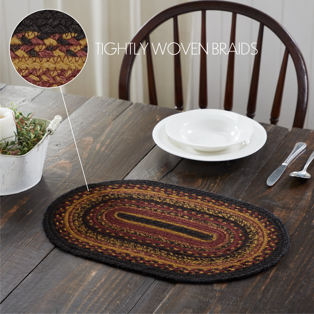 Heritage Farms Mustard Tan 13x72 Table Runner & 6 pc 10x15 Placemat Set