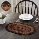 Heritage Farms Dining Table Placemat, Braided Jute, Oval, Red Black Tan. 10x15, 4 Pack 4 Pack
