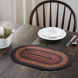 Heritage Farms Dining Table Placemat, Braided Jute, Oval, Red Black Tan. 10x15, 6 Pack 6 Pack