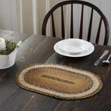 Kettle Grove, Dining Table Placemat, Braided Jute, Oval, Tan & Black, 12x18, 12 Pack 12 Pack