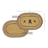 Kettle Grove Star Jute Natural 13x72 Table Runner & 6 pc 10x15 Placemat Set