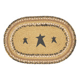 Kettle Grove, Dining Table Placemat, Braided Jute, Stars, Oval, Tan & Black, 10x15, 12 Pack 12 Pack