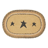 Kettle Grove, Dining Table Placemat, Braided Jute, Stars, Oval, Tan & Black, 10x18, 2 Pack