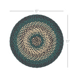 Pine Grove, Braided Jute Mat Trivet Placemat, Round, Green, 15 inch, Set of 3