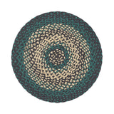 Pine Grove, Braided Jute Mat Trivet Placemat, Round, Green, 15 inch, Set of 3