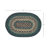 Pine Grove, Dining Table Placemat, Braided Jute, Oval, Green, 10x15, 4 Pack 4 Pack