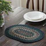 Pine Grove, Dining Table Placemat, Braided Jute, Oval, Green, 10x15, 2 Pack