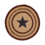 Potomac, Braided Jute Mat Trivet Placemat, Round, Star, Red Tan Blue, 15 inch, Set of 3