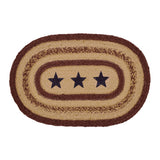 Potomac, Dining Table Placemat, Braided Jute, Oval, Stars, Red Blue Tan, 10x15, 12 Pack 12 Pack