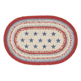 Celebration Dining Table Placemat, Braided Jute, Oval, Red Creme Blue, 10x15, 12 Pack 12 Pack