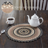 Sawyer Mill, Braided Jute Mat Trivet Placemat, Round, Charcoal Creme, 15 inch, Set of 3