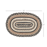 Sawyer Mill, Dining Table Placemat, Braided Jute, Oval, Charcoal Creme, 10x15, 8 Pack 8 Pack