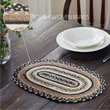 Sawyer Mill, Dining Table Placemat, Braided Jute, Oval, Charcoal Creme, 10x15, 8 Pack 8 Pack