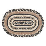 Sawyer Mill, Dining Table Placemat, Braided Jute, Oval, Charcoal Creme, 10x15, 8 Pack 8 Pack
