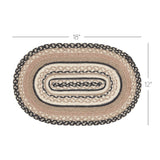 Sawyer Mill, Dining Table Placemat, Braided Jute, Oval, Charcoal Creme, 12x18, 8 Pack 8 Pack