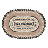 Sawyer Mill, Dining Table Placemat, Braided Jute, Oval, Charcoal Creme, 12x18, 12 Pack 12 Pack