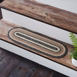 Sawyer Mill Charcoal Creme Jute Stair Tread Oval Latex 8.5x27, Set of 7