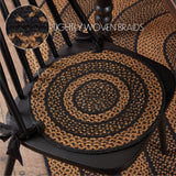 Black & Tan 15 Inch Braided Jute Chair Pad